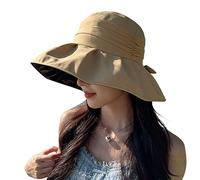Cappello da pescatore a tesa larga da donna, pieghevole, a tesa larga, Giallo, Taglia unica