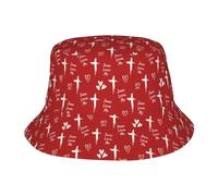 Cappello da Pescatore Anti UV Bucket Hat Christ Jesus Cross 14_Red Cappello da Sole Pieghevole per Donna Viaggi Trekking
