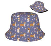 Cappello da Pescatore Cane Corgi Viola dei Cartoni Animati Pieghevole Cappello da Secchio Trendy Bucket Hat per Summer Sport Caccia