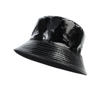 Cappello da pescatore Cappellino solido in pelle trekking uomo pesca impermeabile strada hip-hop pieghevole Per Escursionismo(Black)