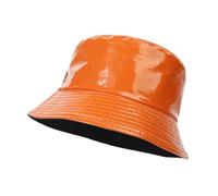 Cappello da pescatore Cappellino solido in pelle trekking uomo pesca impermeabile strada hip-hop pieghevole Per Escursionismo(Orange)
