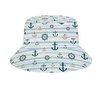 Cappello da pescatore con ancora nautiche per uomo e donna, divertente cappello estivo da pesca in spiaggia, pieghevole, cappello da pescatore da sole all'aperto
