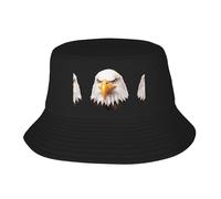 Cappello da pescatore con aquila calva, pieghevole e facile da riporre, un ottimo strumento per la pesca, l'escursionismo, il campeggio e le vacanze al mare! Nero