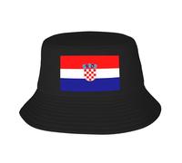 Cappello da pescatore con bandiera della Repubblica di Croazia, per pesca, escursionismo, campeggio, colore nero