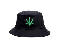 Cappello da pescatore con foglie di marijuana, cappello da pescatore, pieghevole, da uomo e donna, Nero , Taglia unica