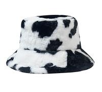 Cappello da pescatore con motivo a mucca Sunday Angora Yarns Made Fisherman Cap Inverno Autunno Outdoor Panama con cappello piatto da donna Cappelli alla moda per uomo, Nero e bianco, Taglia unica