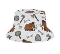 Cappello da pescatore, con ossa di mammut, asce e pietre, cappello da pescatore, protezione solare, da viaggio, da spiaggia, per esterni, uomo e donna