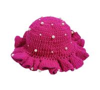 Cappello da pescatore, con perle borchiate a tesa larga | Cappello artigianale all'uncinetto a tesa larga, pieghevole, traspirante, essenziale per le vacanze all'aperto