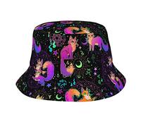 Cappello da Pescatore con Simbolo Magico Gatto Simpatico Cartone Animato per Donna Uomo, Cappello da Pescatore Ripiegabile alla Moda per Vacanze al Mare da Viaggio