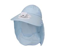 Cappello da pescatore con ventola di raffreddamento, ricaricabile tramite USB, con copertura staccabile per il viso e il collo, tesa grande, per escursionismo, campeggio, essenziale per esterni, con