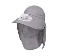 Cappello da pescatore con ventola di raffreddamento, ricaricabile tramite USB, con copertura staccabile per il viso e il collo, tesa grande, per escursionismo, campeggio, essenziale per esterni, con