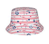 Cappello da Pescatore Cuore A Strisce Rosa Fenicottero Impermeabile Cappello da Secchio Unisex Bucket Hat per Sport Golf Caccia