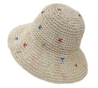 Cappello da pescatore da donna all'uncinetto, in finta paglia, cappello da sole ripiegabile in tessuto a rete, morbido e leggero, cappello da spiaggia per viaggi, BG, Taglia unica