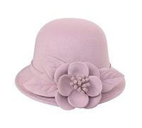 Cappello da pescatore da donna francese a bombetta a tesa corta con fiore | Berretto da pescatore casual per autunno e inverno, elegante, vintage, per cosplay, feste, uso quotidiano