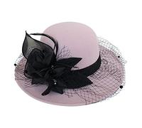 Cappello da pescatore da donna francese a bombetta a tesa larga con fiore | Berretto da pescatore casual per autunno e inverno, elegante, vintage, per cosplay, feste, uso quotidiano