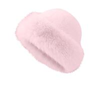 Cappello da Pescatore Donna Cappello in Pelliccia Sintetica per Donna Moda Cappelli Donna in Tinta Unita Peloso per Casual, Viaggi, Quotidiane (IT, Testo, Taglia Unica, #01 Rosa)