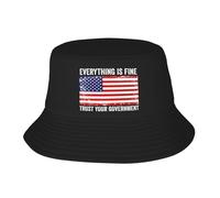 Cappello da Pescatore Everything Is Fine Trust Your Government Bucket Hat Pieghevole Buckethat Tendenza Cappello A Secchiello per Campeggio Escursionismo Shopping