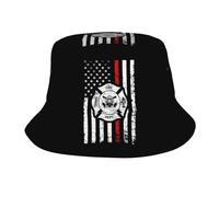Cappello da Pescatore Firefighter American Flag Cappello A Secchiello Parasole Cappelli da Pescatore Protezione Cappelli A Secchiello per Shopping Vacanze Spiaggia