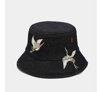 Cappello Da Pescatore In Denim Ricamato Da Uomo In Cotone Pieghevole Casual