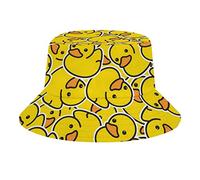 Cappello da pescatore in gomma gialla con motivo a paperella portatile, per donne e uomini, traspirante, cappello da pescatore da viaggio, cappello da spiaggia divertente