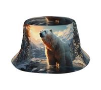Cappello da pescatore invernale con orso polare, pieghevole, per esterni, colore: nero