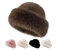 Cappello da pescatore invernale da donna, in finta pelliccia, caldo cappello da pescatore in finta pelliccia, Marrone, Taglia unica