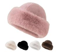 Cappello da pescatore invernale da donna, in finta pelliccia, caldo cappello da pescatore in finta pelliccia, rosa, Taglia unica