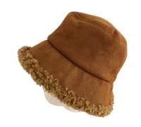 Cappello da Pescatore Invernale da Donna in Pile di Agnello Spesso, Berretto da Pescatore Coreano, Tinta Unita, Antivento, in Peluche(Caramel)