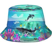 Cappello da pescatore marino con animali marini, cappello da pescatore di mare, cappello da sole, per ragazzi e ragazze, gite, picnic, Travel2594, A661, Taglia unica