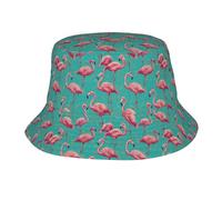 Cappello da Pescatore Modelli Boho con Fenicotteri Verde Acqua Pieghevole Cappello da Secchio Protezione del Sole Bucket Hat per Spiaggia Campeggio All'Aperto