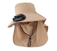 Cappello da pescatore multifunzionale con ventola di raffreddamento, a tesa larga ad energia solare, per escursionismo, campeggio, essenziale da sole con ventola di raffreddamento, cachi, Taglia unica