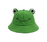 Cappello da pescatore per adulti, cappello da pescatore a rana, cappello da sole estivo in cotone, simpatico cappello a rana per donne verde adulto (56 - 58 cm)