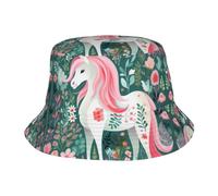 Cappello da pescatore per capelli con unicorno e rosa, pieghevole, per