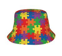 Cappello da Pescatore per Il Mese della consapevolezza dell'autismo per Donne e Uomini Cappello da Sole Ripiegabile Cappello da Pescatore all'aperto alla Moda Nero