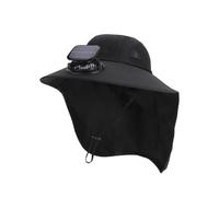 Cappello da pescatore pieghevole portatile Cappello da a energia solare Cappello solare regolabile traspirante in nylon impermeabile per uso esterno