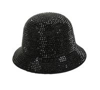 Cappello da pescatore pieno accattivante con strass Panama primavera da uomo a tesa larga feltro palcoscenico pescatore discoteca palla cowboy uomo per donna secchio, Nero , Taglia unica