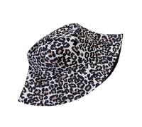 Cappello da pescatore reversibile con motivo animale, protezioni solari traspiranti a tesa larga, da donna, per esterni, alla moda, con stampa animale, grigio, Taglia unica