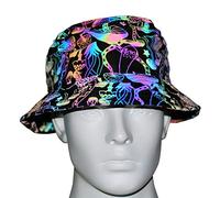 Cappello da Pescatore Riflettente Colorato per Uomo Donna, Berretto da Rave Fluorescente Notturno, Cappellino da Sole da Spiaggia All'aperto, Cappello da Pesca Luminoso per Viaggi Festa A One Size