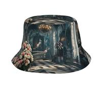 Cappello da pescatore stampato con sentiero della foresta innevata, ripiegabile, unisex, per uomo e donna, Fiaba della bella addormentata 12, taglia unica