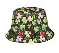 Cappello da Pescatore Trifoglio Verde di San Patrizio Reversibile Cappello da Secchio Pieghevole Bucket Hat per Pesca Sport Golf