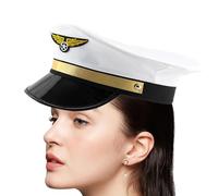 Cappello da pilota - Cappelli da pilota da uomo, cappello da capitano da pilota | Cappello da capitano regolabile | Cappello da capitano della compagnia aerea in poliestere per adulti | Cappello da