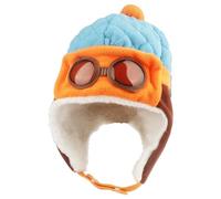 Cappello da pilota da aviatore con occhialini - Caldo berretto invernale con paraorecchie in pile, per bambini (6 mesi - 4 anni) (blu), Blu, Taglia unica