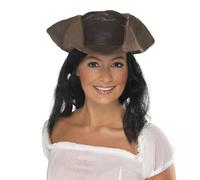 Cappello Da Pirata Con Capelli Marroni Accessorio Per Costume