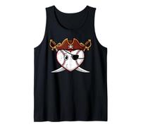 Cappello da Pirata con Cuore da Baseball, Spade Incrociate, per Uomini, Ragazzi, Bambini e Giovani Canotta