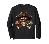 Cappello da Pirata con Teschio e Ossa Incrociate Maglia a Manica