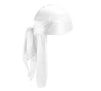 Cappello da pirata da donna, nero, setoso, unisex, morbido, elasticizzato, con spalline lunghe e larghe, bandana, per donne e uomini, 360 velluto a onde durags, O bianco., Taglia unica