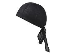 Cappello da pirata da donna, nero, setoso, unisex, morbido, elasticizzato, con spalline lunghe e larghe, bandana per donne in velluto a onde durags, O nero., Taglia unica