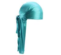 Cappello da pirata da donna, nero, setoso, unisex, morbido, elasticizzato, con spalline lunghe e larghe, bandana, per donne e uomini, 360 velluto a onde durags, O verde, Taglia unica