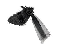 Cappello da pirata del XVIII secolo con pizzo regolabile e velo lungo per costume coloniale Halloween gioco di ruolo Halloween cappello da pirata per adulti