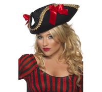 Cappello Da Pirata Fever Deluxe Nero Con Fiocchi Per Donne Costume Elegante